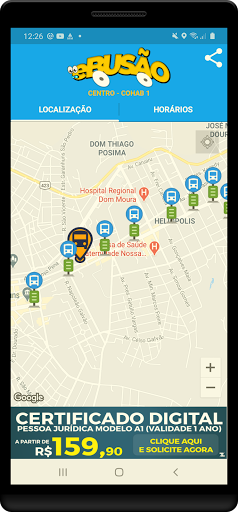 Android application eBusão screenshort