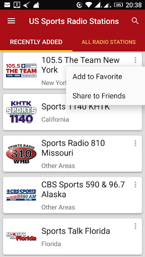 Android application USA Sports Radio Stations screenshort
