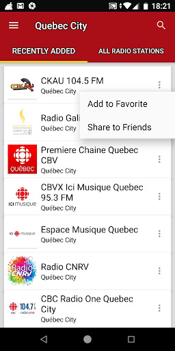 Quebec City Radio Stations Screen 2