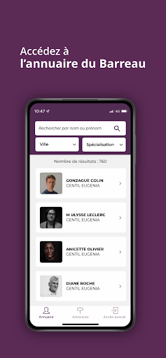 Android application Barreau de Versailles screenshort