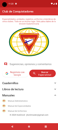 Android application Club de Conquistadores screenshort