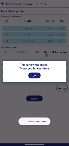 Android application Food Price Survey Round 2 screenshort
