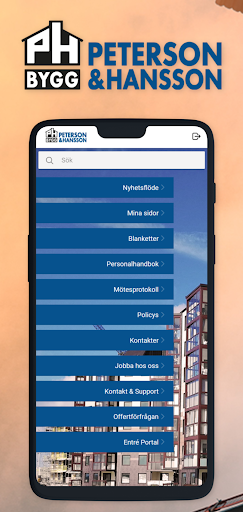 Android application PH Bygg screenshort