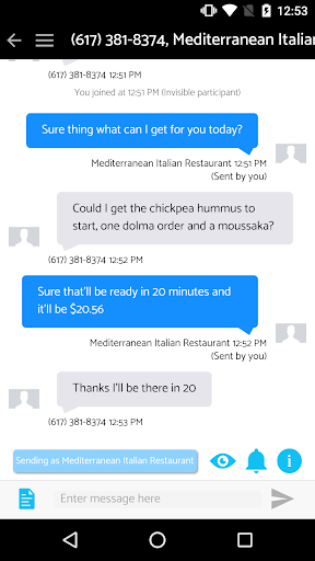 Android application Texthood Restaurant screenshort