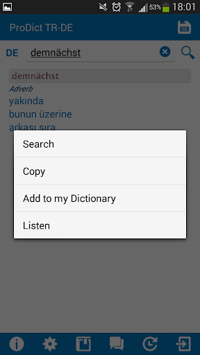 Turkish - German dictionary Screen 3