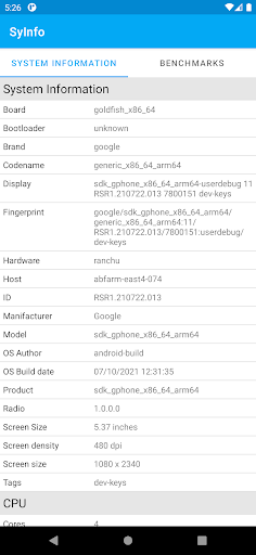 Android application SyInfo screenshort