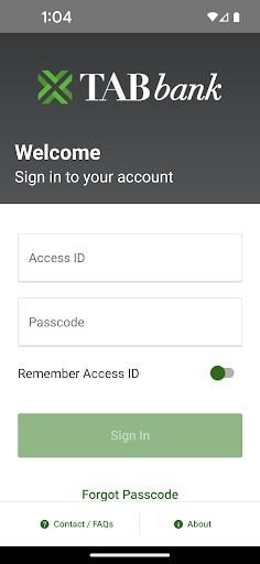 TAB Bank Mobile Screen 2