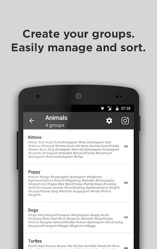 Android application HashTag Organizer screenshort