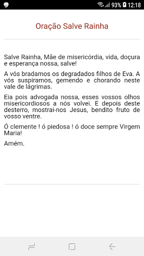 Android application Oração Salve Rainha screenshort