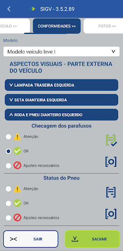 SIGV - CheckList Veicular Screen 3