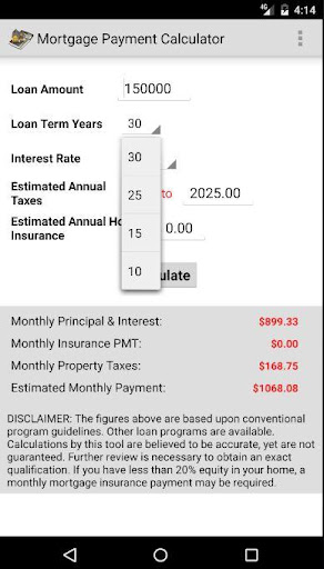 Simple Mortgage Calculator Screen 2