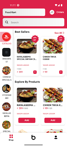 Food Kart Screen 2