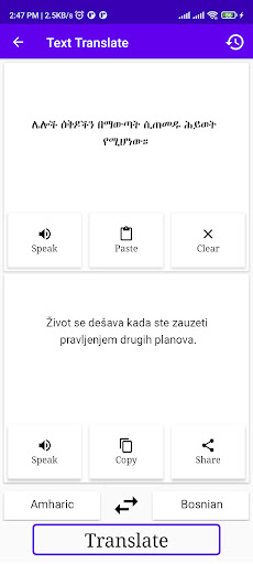 Amharic To Bosnian Translator Screen 2