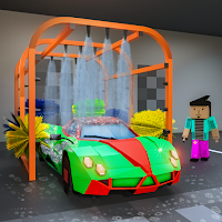 Blocky Car Wash Service Workshop Garage