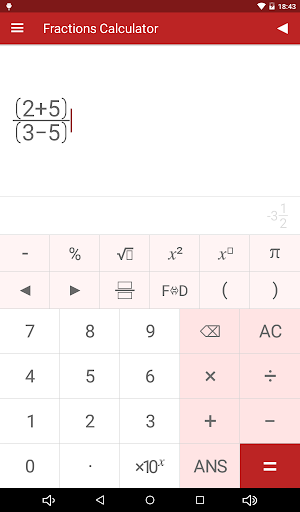 Screenshot of Fractions Calculator Pro