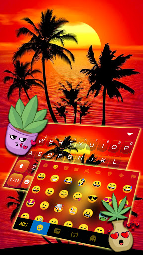 Sunset Palm Tree Keyboard Back Screen 3