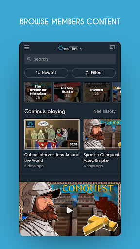 Android application Armchair History TV screenshort