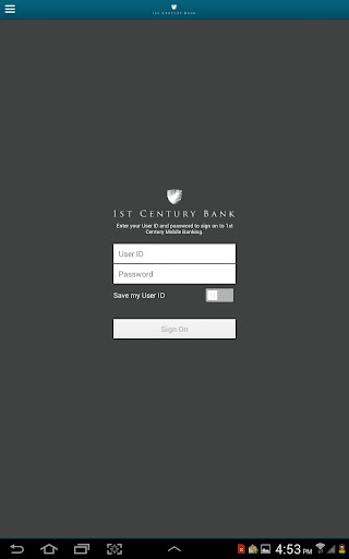 Android application 1CB Mobile Banking for Tablet screenshort