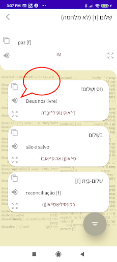 Hebrew-Portuguese Dictionary Screen 3