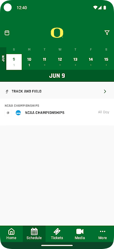 Screenshot of Go Ducks Gameday