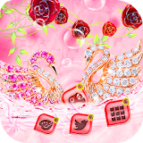 beauty crystal peacock theme lovely pink wallpaper icon