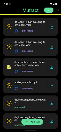 Android application Mutract screenshort
