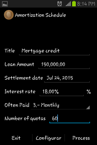 Android application Amortization Schedule screenshort