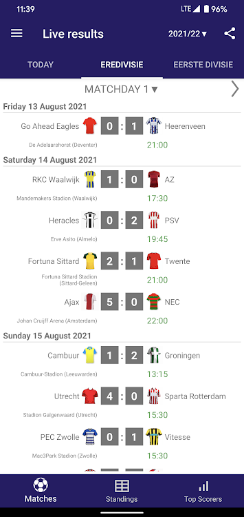 Live Scores for Eredivisie - 4.2.8 - (Android)