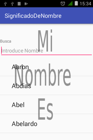 Android application Significado de mi Nombre screenshort