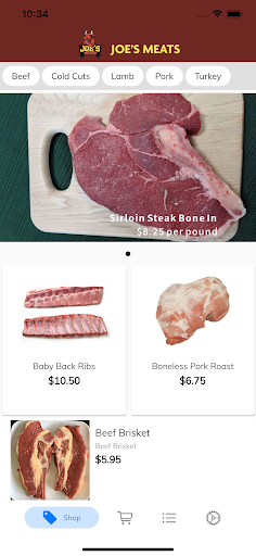 Android application Joe's Meats screenshort
