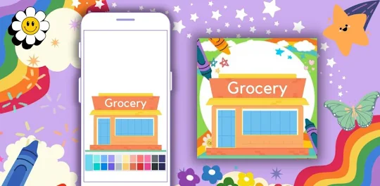 Coloring Book: Grocery Stores