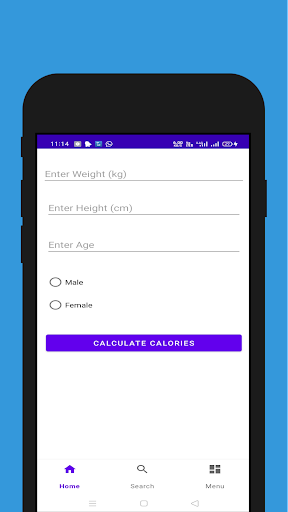 Android application calories calculator screenshort