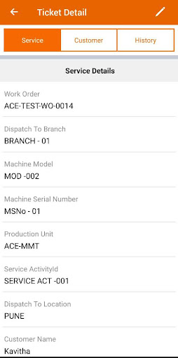 MMT field service Screen 3