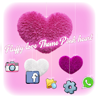 ❤Fluffy diamond Hearts Theme Pink Launcher