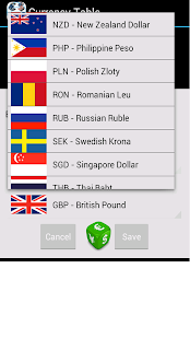 Wechselkurs-Tabelle mit Preis Tangkapan layar