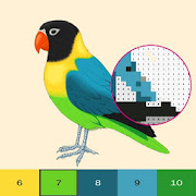 Birds Color By Number, pixel bird coloring