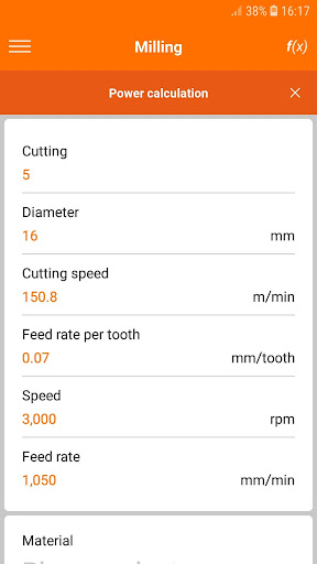 Hoffmann Machining Calculator Screen 3