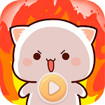 Cover Image of Descargar Pegatinas animadas Mochi Peach Cat para WhatsApp  APK