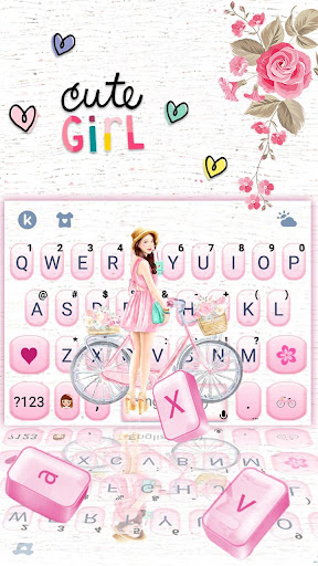 Floral Bicycle Girl Keyboard T Screen 3