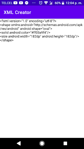 Android application XML Creator screenshort