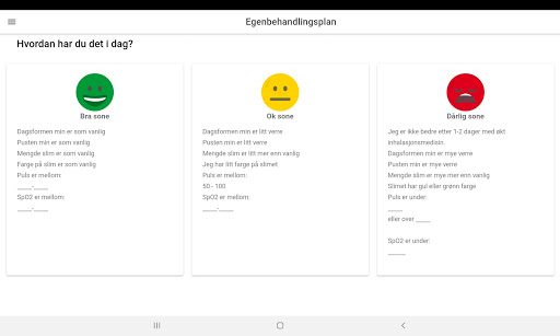 Android application Egenbehandlingsplan screenshort