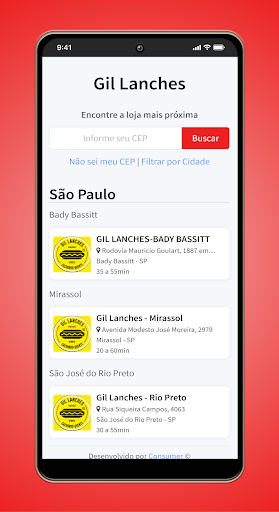 Android application Gil Lanches screenshort