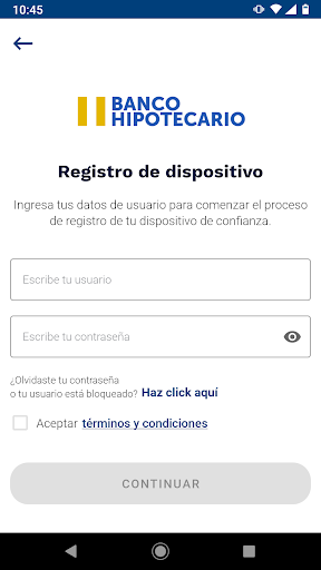 Android application Banca Móvil BH screenshort
