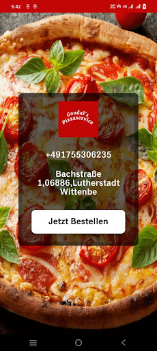 Android application Gondal's Pizzaservice screenshort