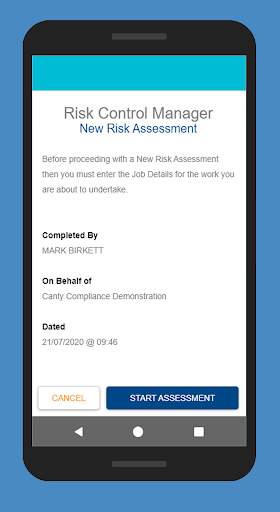 Risk Control Manager Screen 2