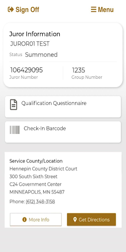 Android application My Minnesota Juror screenshort