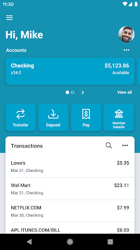 SFCU Mobile Banking Screen 2