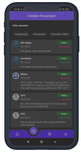 Moneytoring - Catatan Keuangan Screen 2
