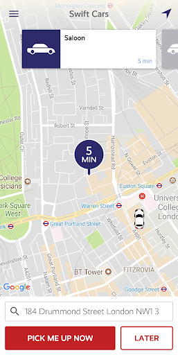 Android application Swift Cars London Minicabs screenshort