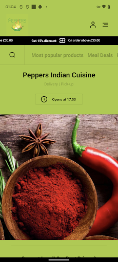 Android application Peppers Indian Cuisine Belfast screenshort